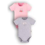 Overoz Organik%100 Pamuk Kedi Baskılı 2'li Bebek Body Set Çıtçıtlı Badi Zıbın Ikili 5784-5786-P, 6-9 AY