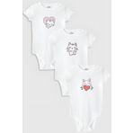 Overoz Organik%100 Pamuk Kedi Cat 3'lü Bebek Body Set Beyaz Bebek Badi Çıtçıtlı Zıbın Üçlü 5784-5785-5786, 18-24 AY