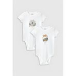 Overoz Organik%100 Pamuk Koala Zürafa 2'li Bebek Body Set Beyaz Çıtçıtlı Badi Zıbın Ikili 5324-5325, 6-9 AY