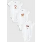 Overoz Organik%100 Pamuk Köpek Dog 3'lü Bebek Body Set Beyaz Bebek Badi Çıtçıtlı Zıbın Üçlü 5781-5782-5783, 9-12 Ay