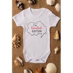 Overoz Organik%100 Pamuk Limited Edition Baskılı Beyaz Bebek Body Badi Çıtçıtlı Zıbın 5016, 6-9 AY