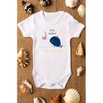 Overoz Organik%100 Pamuk Little Captain Kaptan Baskılı Çıtçıtlı Bebek Body Badi Zıbın Tulum 5504, 9-12 Ay