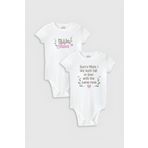 Overoz Organik%100 Pamuk Little Juliet Baskılı 2'li Bebek Body Set Badi Çıtçıtlı Zıbın Ikili 5760-5761, 24-36 Ay