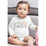 Overoz Organik%100 Pamuk Little Sister Kardeş Baskılı Uzun Kollu Bebek Çıtçıtlı Body Badi Zıbın Tulum 5379, Yeni Doğan