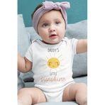 Overoz Organik%100 Pamuk Little Sunshine Baskılı Kısa Kollu Bebek Çıtçıtlı Body Badi Zıbın Tulum 5384, 3-6 AY