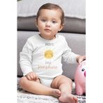 Overoz Organik%100 Pamuk Little Sunshine Baskılı Uzun Kollu Bebek Çıtçıtlı Body Badi Zıbın Tulum 5384, 3-6 AY