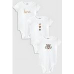 Overoz Organik%100 Pamuk Love 3'lü Bebek Body Set Beyaz Bebek Badi Çıtçıtlı Zıbın Üçlü 5777-5778-5779, 12-18 AY
