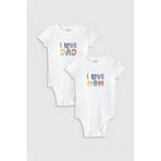 Overoz Organik%100 Pamuk Love Mom & Dad Anne Baba 2'li Bebek Body Set Çıtçıtlı Badi Zıbın Ikili 5191-5192, 6-9 AY
