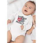 Overoz Organik%100 Pamuk Love You Mama Anne Baskılı Uzun Kollu Bebek Çıtçıtlı Body Badi Zıbın Tulum 5391, Yeni Doğan