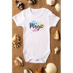 Overoz Organik%100 Pamuk Magic Baskılı Kısa Kollu Bebek Çıtçıtlı Body Badi Zıbın Tulum 5445, 3-6 AY