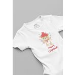 Overoz Organik%100 Pamuk Merry Christmas Yılbaşı Baskılı Çıtçıtlı Bebek Body Badi Zıbın Tulum 5685, 3-6 AY