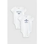 Overoz Organik%100 Pamuk Mom Dad Anne Baba Baskılı 2'li Bebek Body Set Badi Çıtçıtlı Zıbın Ikili 5811-5812, 18-24 AY