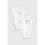 Overoz Organik%100 Pamuk Mom Dad Anne Baba Baskılı 2'li Bebek Body Set Badi Çıtçıtlı Zıbın Ikili 5811-5812, 3-6 AY