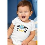 Overoz Organik%100 Pamuk Monster Baskılı Kısa Kollu Bebek Çıtçıtlı Body Badi Zıbın Tulum 5375, 3-6 AY
