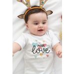 Overoz Organik%100 Pamuk More Love Baskılı Kısa Kollu Bebek Çıtçıtlı Body Badi Zıbın Tulum 5372, 18-24 AY