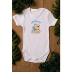 Overoz Organik%100 Pamuk Mutlu Ayıcık Happy Baskılı Bebek Body Badi Çıtçıtlı Zıbın Tulum 5102, 3-6 AY