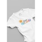 Overoz Organik%100 Pamuk My First Holiday Ilk Tatilim Baskılı Çıtçıtlı Bebek Body Badi Zıbın Tulum 5633, 0-3 AY
