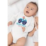 Overoz Organik%100 Pamuk Road Trip Araba Baskılı Uzun Kollu Çıtçıtlı Bebek Body Badi Zıbın Tulum 5562, 6-9 AY