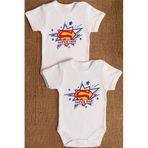 Overoz Organik%100 Pamuk Super Mom Dad Anne Baba 2'li Bebek Body Set Çıtçıtlı Badi Zıbın Ikili 5195-5196, 24-36 Ay