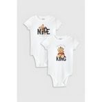 Overoz Organik%100 Pamuk Teddy Bear 2'li Bebek Body Set Beyaz Badi Çıtçıtlı Zıbın Ikili 5762-5763, 18-24 AY