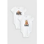 Overoz Organik%100 Pamuk Teddy Bear 2'li Bebek Body Set Beyaz Badi Çıtçıtlı Zıbın Ikili 5762-5763, 9-12 Ay