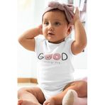 Overoz Organik%100 Pamuk Teddy Bear Good Baskılı Kısa Kollu Bebek Çıtçıtlı Body Badi Zıbın Tulum 5390, 18-24 AY