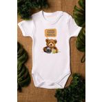 Overoz Organik%100 Pamuk Teddy Bear Good Morning Kısa Kollu Bebek Çıtçıtlı Body Badi Zıbın Tulum 5364, 0-3 AY