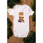 Overoz Organik%100 Pamuk Teddy Bear Good Morning Kısa Kollu Bebek Çıtçıtlı Body Badi Zıbın Tulum 5364, 24-36 Ay