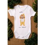 Overoz Organik%100 Pamuk Teddy Bear Hello Baskılı Bebek Body Kısa Kollu Badi Çıtçıtlı Zıbın 5298, Yeni Doğan