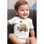 Overoz Organik%100 Pamuk Teddy Bear Hi There Baskılı Çıtçıtlı Bebek Body Badi Zıbın Tulum 5406, 18-24 AY