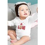 Overoz Organik%100 Pamuk Teddy Bear Love Baskılı Uzun Kollu Çıtçıtlı Bebek Body Badi Zıbın Tulum 5410, 18-24 AY