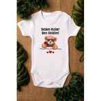 Overoz Organik%100 Pamuk Teddy Bear Selam Kızlar Ben Geldim Bebek Body Kısa Kollu Çıtçıtlı Badi Zıbın 5346, 24-36 Ay