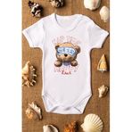 Overoz Organik%100 Pamuk Teddy Bear Sleep Nap Time Baskılı Bebek Body Kısa Kollu Badi Çıtçıtlı Zıbın 5295, 18-24 AY