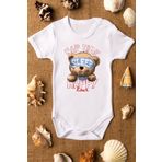 Overoz Organik%100 Pamuk Teddy Bear Sleep Nap Time Baskılı Bebek Body Kısa Kollu Badi Çıtçıtlı Zıbın 5295, Yeni Doğan