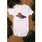 Overoz Organik%100 Pamuk Teddy Bear Super Hero Kısa Kollu Bebek Çıtçıtlı Body Badi Zıbın Tulum 5365, Yeni Doğan