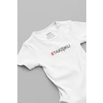 Overoz Organik%100 Pamuk Yakışıklı Baskılı Bebek Body Beyaz Badi Çıtçıtlı Zıbın 5824, 0-3 AY