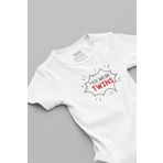 Overoz Organik%100 Pamuk Yes! We're Twins Ikiz Bebek Body Beyaz Badi Çıtçıtlı Zıbın 5835, 0-3 AY