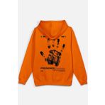 Overoz Presence Existence Varoluş Karma Sırt Baskılı Kapüşonlu Oversize Sweatshirt Turuncu Hoodie H1217, 2XL