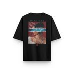 Overoz Siyah Oversize Distant Sürreal Sırt Baskılı Oversize Yazılı Unisex Tişört 1348, S