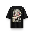 Overoz Siyah Oversize Tshirt Vintage Baskılı Oversize Yazılı Unisex Tişört 1237, M