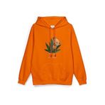 Overoz Teddy Bear Baskılı Kapüşonlu Oversize Sweatshirt Turuncu Hoodie H1069, XL
