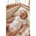 Overoz Teyze Yazılı Bebek Zıbın Erkek Kız Bebek Body Çıtçıtlı Beyaz Kısa Kollu Badi Tulum Bebek Hediyelik 5683-12