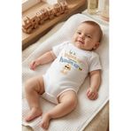 Overoz Teyze Yazılı Bebek Zıbın Erkek Kız Bebek Body Çıtçıtlı Beyaz Kısa Kollu Badi Tulum Bebek Hediyelik 5683-13