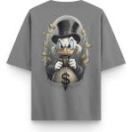 Overoz Varyemez Amca Sırt Baskılı Yarı Oversize Unisex Gri Tshirt 1380 - 2XL