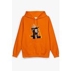 Overoz Woman Kadın Baskılı Kapüşonlu Oversize Sweatshirt Turuncu Hoodie H1202, S
