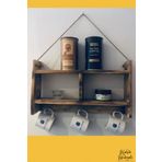 OverPazar Ahşap Mutfak Terek Rafı Kupalık Baharatlık Çiçeklik Anahtarlık Özel Üretim 50*30*11 Cm