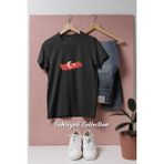 Oversize 3 Boyutlu Türkiye Haritası ve Ay Yıldız Tasarımlı Unisex T-Shirt - Siyah