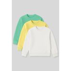 Oversize 3lü Paket Sarı-Ekru-Su Yeşili Kız Çocuk sweatshirt - 75150 - Sarı - Ekru - Su Yeşili - 10 - 11 Yaş