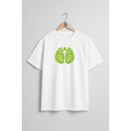 Oversize Akciğer Kanseri Göğüs Tasarımlı Unisex T-Shirt - Beyaz