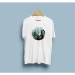 Oversize Akvaryum ve Balıklar Tasarım Unisex T-Shirt - Beyaz